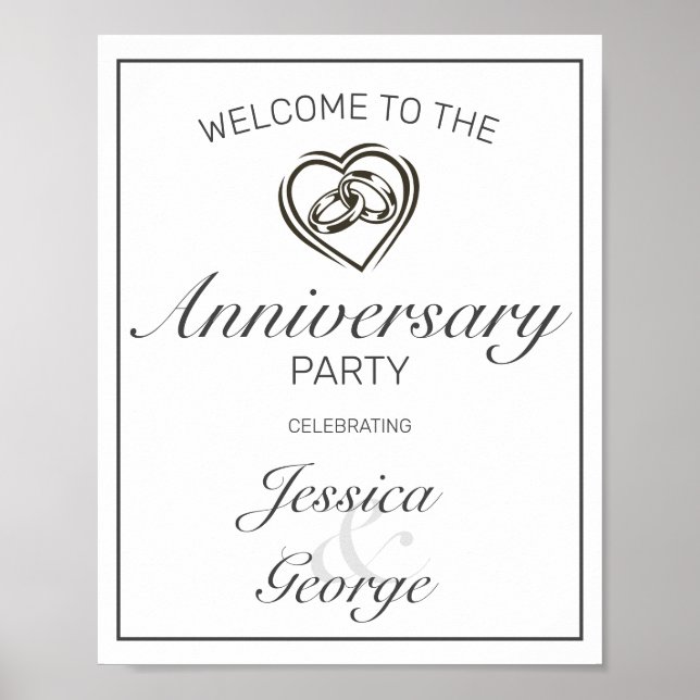 Modern Minimalist White Anniversary Welcome Sign (Front)
