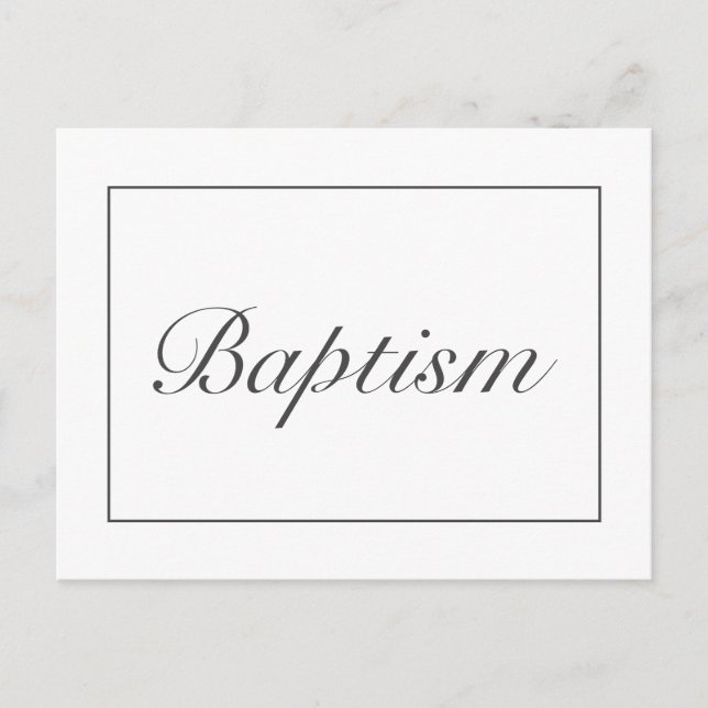 Modern Minimalist White Baby Baptism Announcement Postcard (Front)