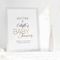 Modern Minimalist White Baby Shower Welcome