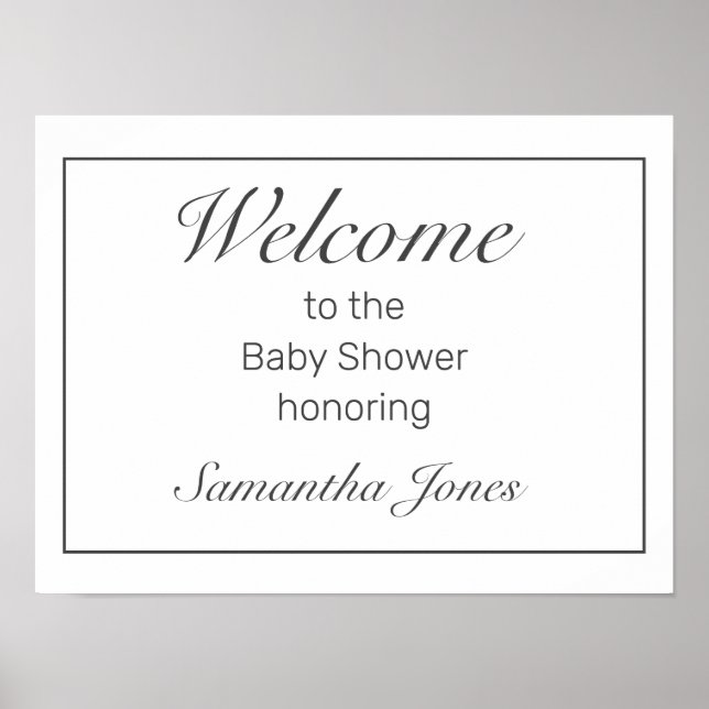 Modern Minimalist White Baby Shower Welcome Sign (Front)