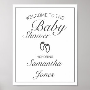 Modern Minimalist White Baby Shower Welcome Sign