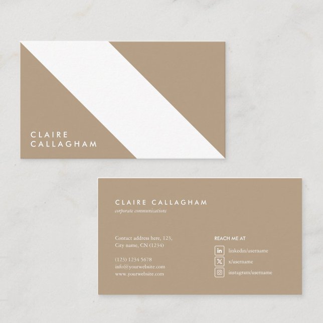 modern minimalist white beige geometric pattern business card (Creator Uploaded)