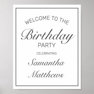 Modern Minimalist White Birthday Welcome Sign