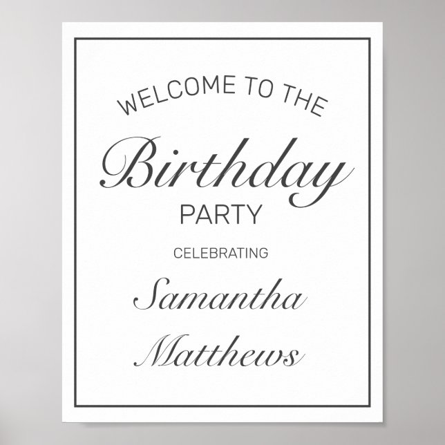 Modern Minimalist White Birthday Welcome Sign (Front)