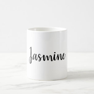 Modern Minimalist White Black Add Your Name Magic Mug