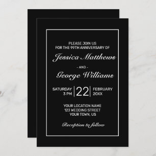 Modern Minimalist White Black Anniversary Invitation