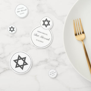 Modern Minimalist White Black Bar Bat Mitzvah Confetti