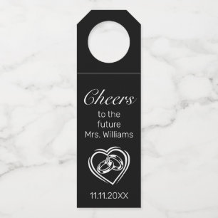 Modern Minimalist White Black Bridal Shower Bottle Tag