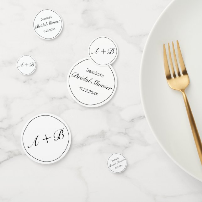 Modern Minimalist White Black Bridal Shower Confetti (Group)