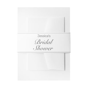 Modern Minimalist White Black Bridal Shower Invitation Belly Band