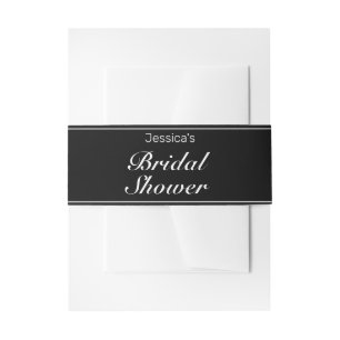 Modern Minimalist White Black Bridal Shower Invitation Belly Band