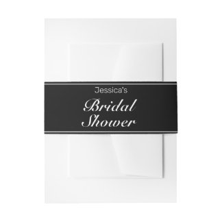 Modern Minimalist White Black Bridal Shower Invitation Belly Band