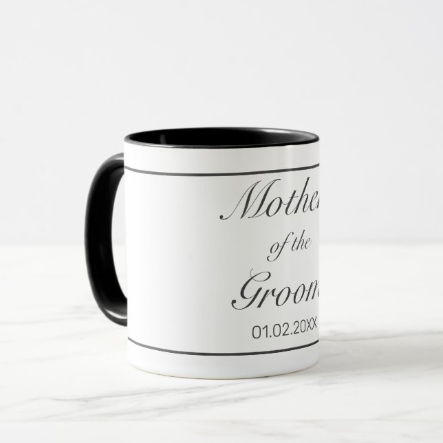 Modern Minimalist White Black Parent  Wedding Mug (Front Left)