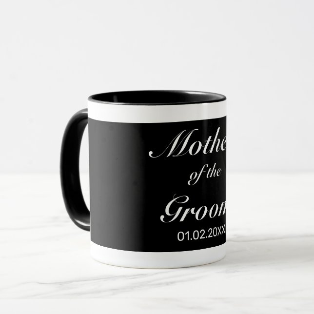Modern Minimalist White Black Parent  Wedding Mug (Front Left)