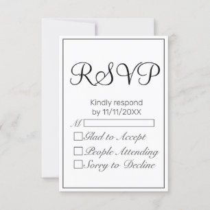 Modern Minimalist White Black RSVP
