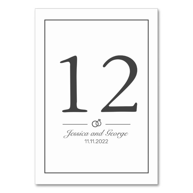 Modern Minimalist White Black Table Number (Front)