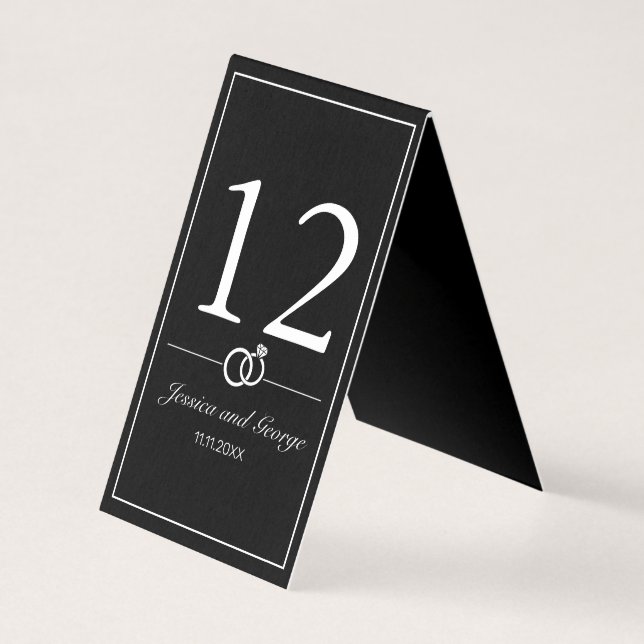 Modern Minimalist White Black Table Number Card (Front)