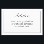 Modern Minimalist White Black Wedding Advice Card<br><div class="desc">Wedding advice card. Stylish modern minimal black white design with thin black frame. 
More items are available in this style in our store. You can edit the design further,  change background colour,  fonts and add extra text by clicking "customise further" link.</div>