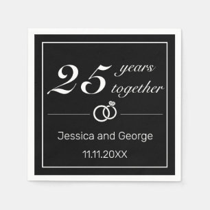 Modern Minimalist White Black Wedding Anniversary Napkin
