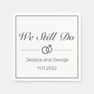 Modern Minimalist White Black Wedding Anniversary Napkin