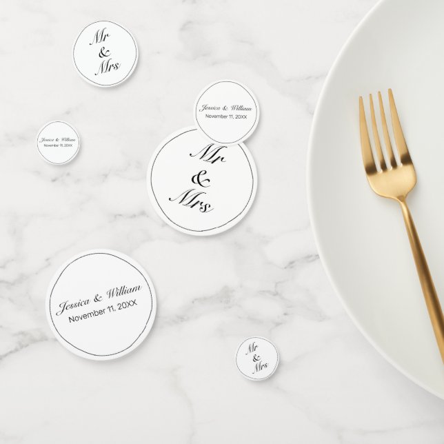 Modern Minimalist White Black Wedding Confetti (Group)