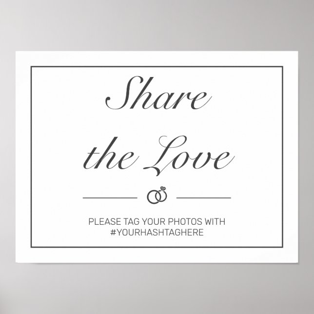 Modern Minimalist White Black Wedding Sign (Front)