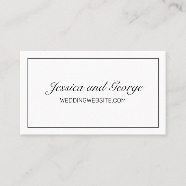 Modern Minimalist White Black Wedding Website Card (Front)