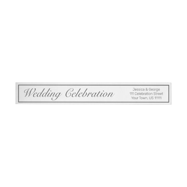 Modern Minimalist White Black Wedding Wrap Around Label (Individual)