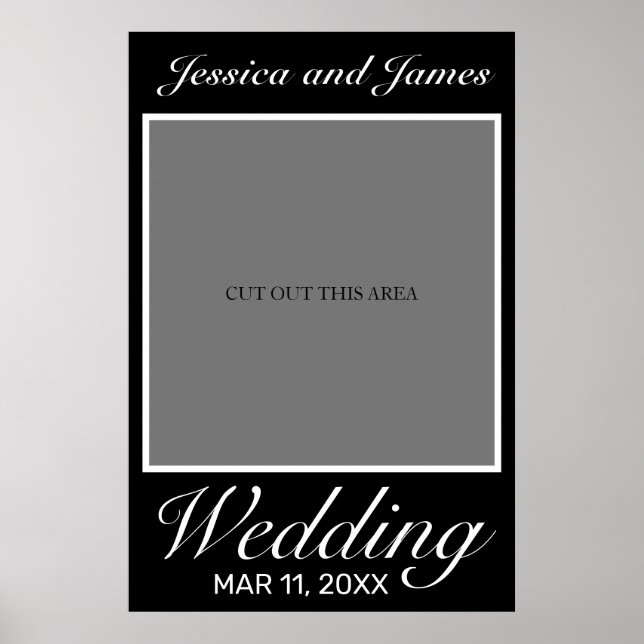 Modern Minimalist White Black Weddings Photo Prop Poster (Front)