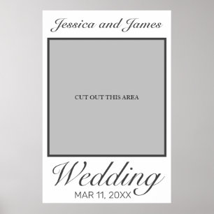 Modern Minimalist White Black Weddings Photo Prop Poster