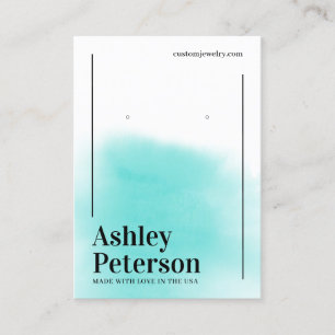 Modern minimalist white blue font earring display business card