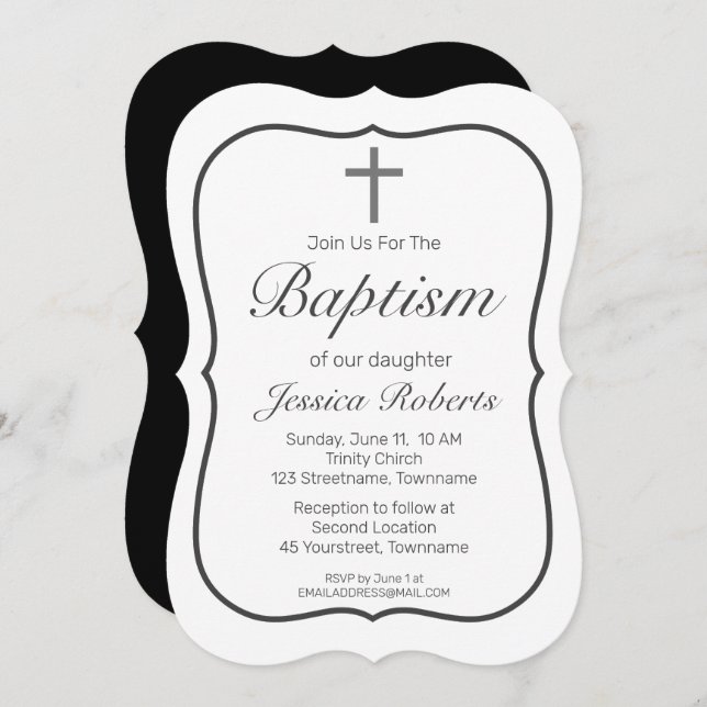 Modern Minimalist White Bracket Baptism Invitation (Front/Back)