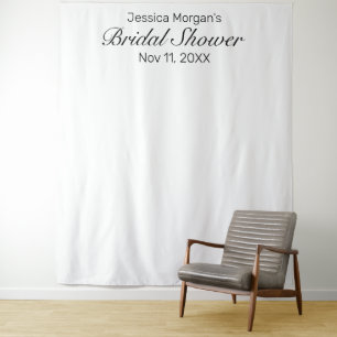 Modern Minimalist White Bridal Shower Photo Tapestry