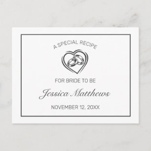 Modern Minimalist White Bridal Shower Recipe Card