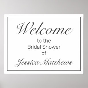 Modern Minimalist White Bridal Shower Welcome Sign