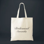 Modern Minimalist White Bridesmaid Wedding Tote Bag<br><div class="desc">Wedding tote bag fro bridesmaids. Stylish modern minimal black white design. 
More items are available in this style in our store. You can edit the design further,  change background colour,  fonts and add extra text by clicking "customise further" link.</div>