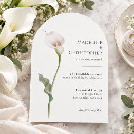 Modern Minimalist White Calla Lily Wedding Invitation