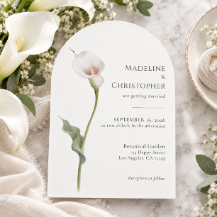 Modern Minimalist White Calla Lily Wedding Invitation