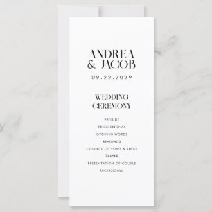 Modern Minimalist White Chic Wedding Program