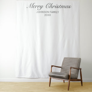 Modern Minimalist White Christmas Photo Background Tapestry