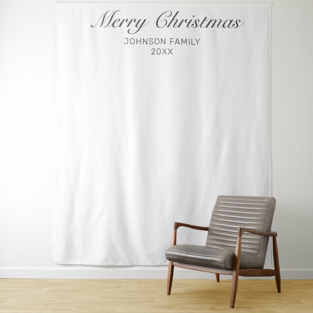 Modern Minimalist White Christmas Photo Background Tapestry (In Situ)