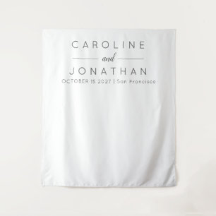 Modern Minimalist White Custom Wedding Backdrop Tapestry