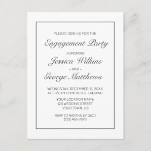 Modern Minimalist White Engagement Invitation Postcard