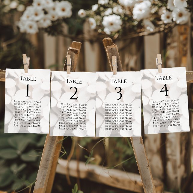 Modern Minimalist White Floral Seating Chart Card (Creator Uploaded)
