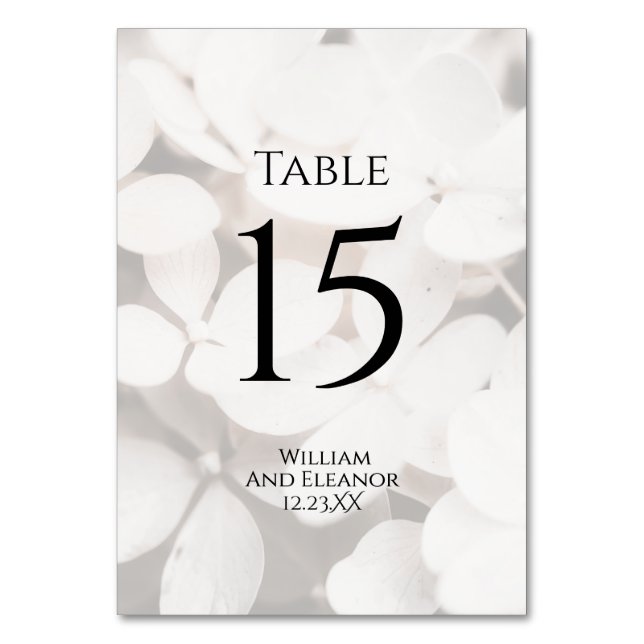Modern Minimalist White Floral Table Number Card (Front)