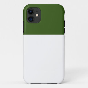 Modern Minimalist White Forest Green Colour Block iPhone 11 Case