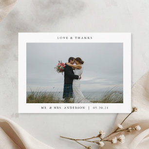 Modern Minimalist White Frame Photo Wedding Thank You Card