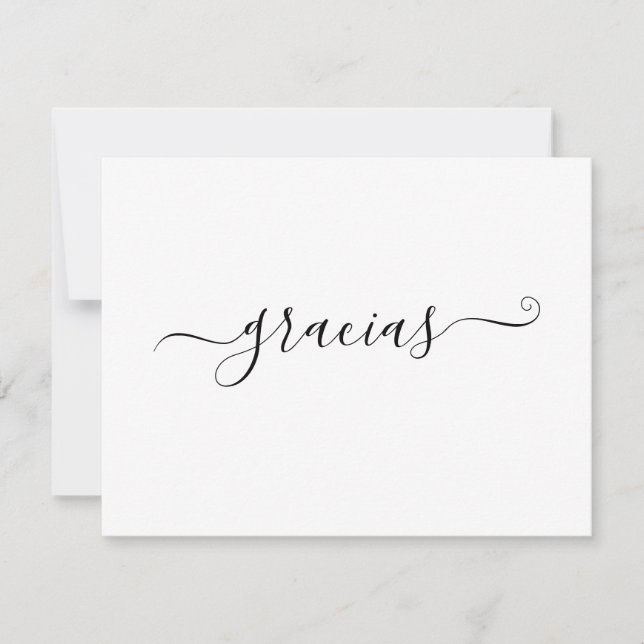 Modern Minimalist White Gracias Thank You Card (Front)