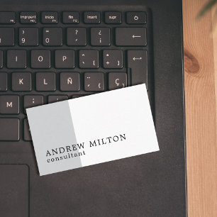 Modern Minimalist White Grey Black Consultant Business Card
