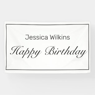 Modern Minimalist White Happy Birthday Banner